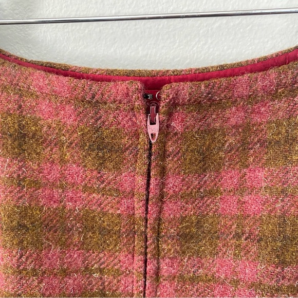 Vintage Pendleton 70s a-line pink green brown plaid knee-length skirt size XS/S - Picture 3 of 6